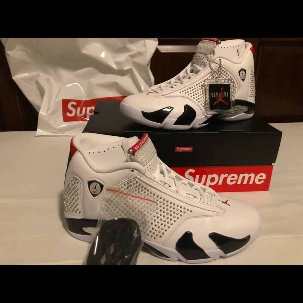 ❌SOLD***JORDAN 14 RETRO SUPREME WHITE🔥🏀🔥🔥🙌 - Picture 14 of 16